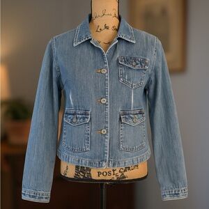Rampage Y2K Light Blue Distressed Denim Blue Jean Jacket